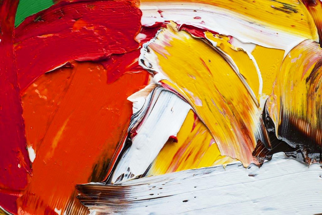 PXM004 Wall décor art oil on canvas abstact red yellow orange tones colourful